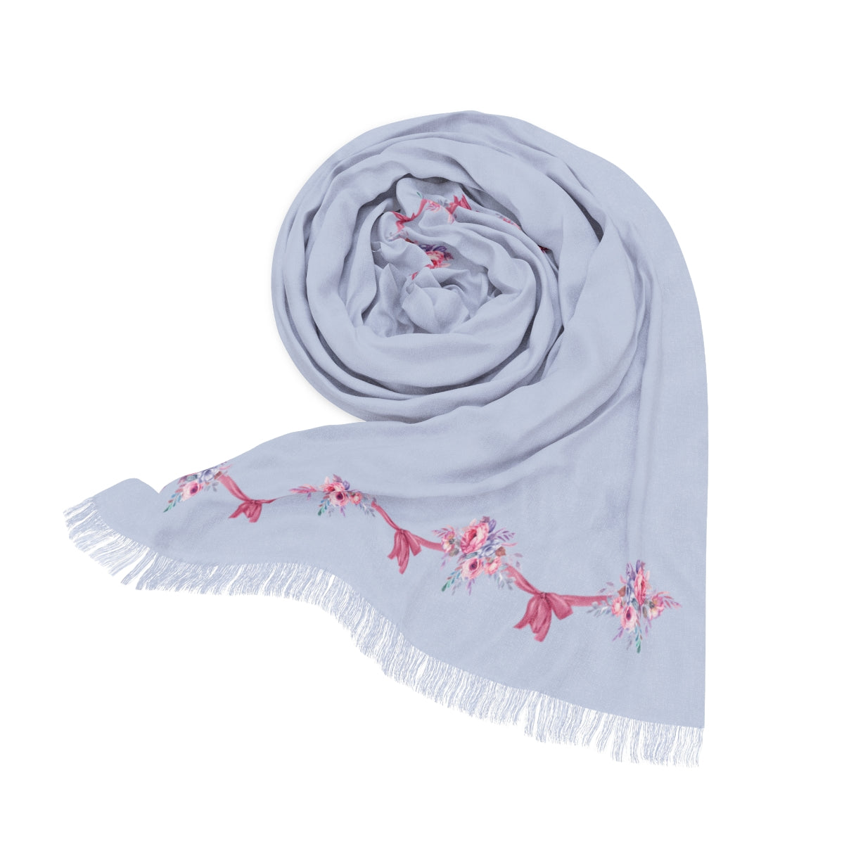 Flower & Pink Ribbon Border Scarf
