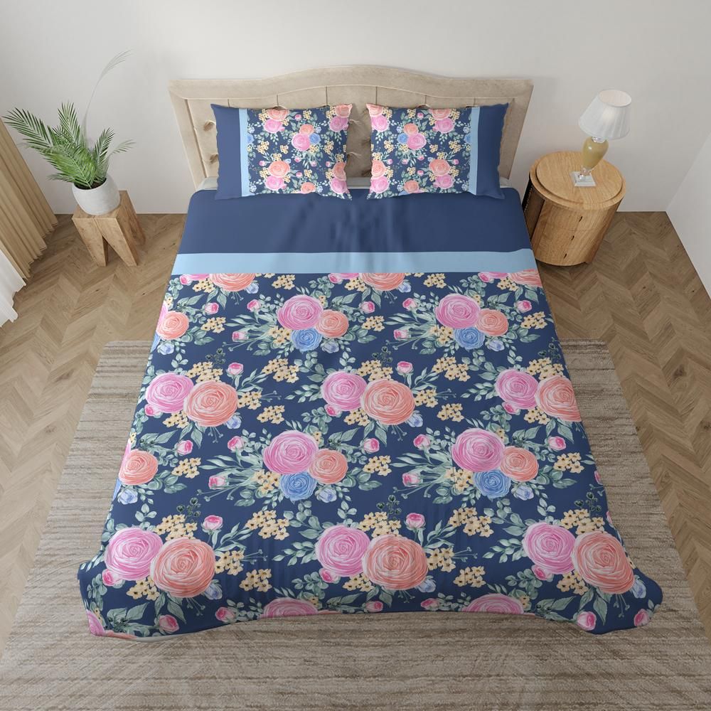 FLORAL Bedding Set Blue